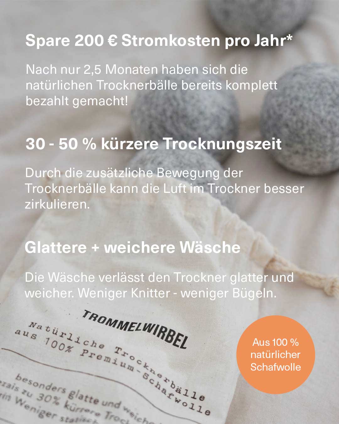 6 Natürliche Trocknerbälle